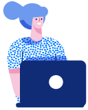 Illustration showing a developer with a laptop